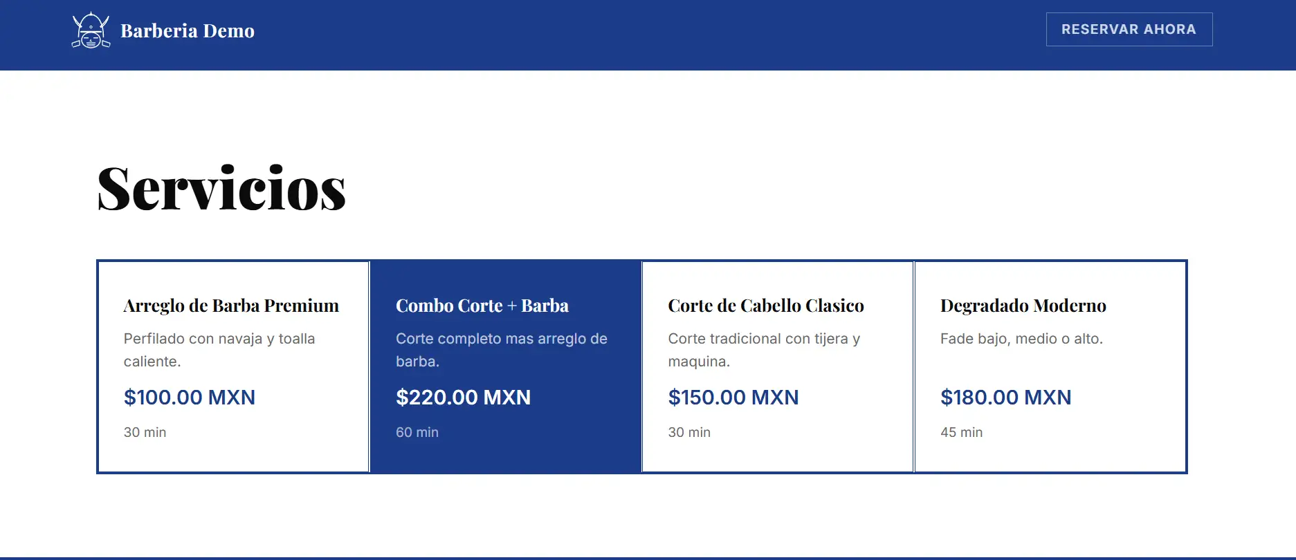 Lista de servicios y precios